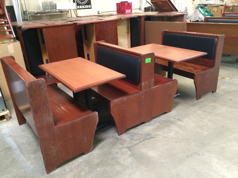 Booth Kit - consists of 2 end booth benches and 1 double bench, 2 tables and 4 table pedestals - Tables measure 42long x 24 wide Booths match