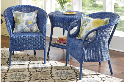 3- Piece Blue Wicker Set Retail $36...