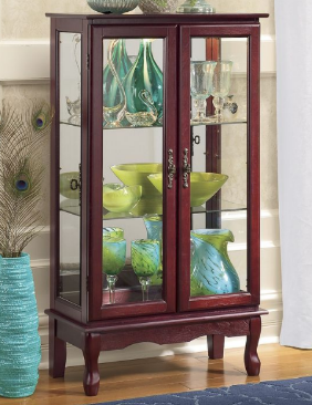Cherry 2 Door Lighted Cabinet Retai...