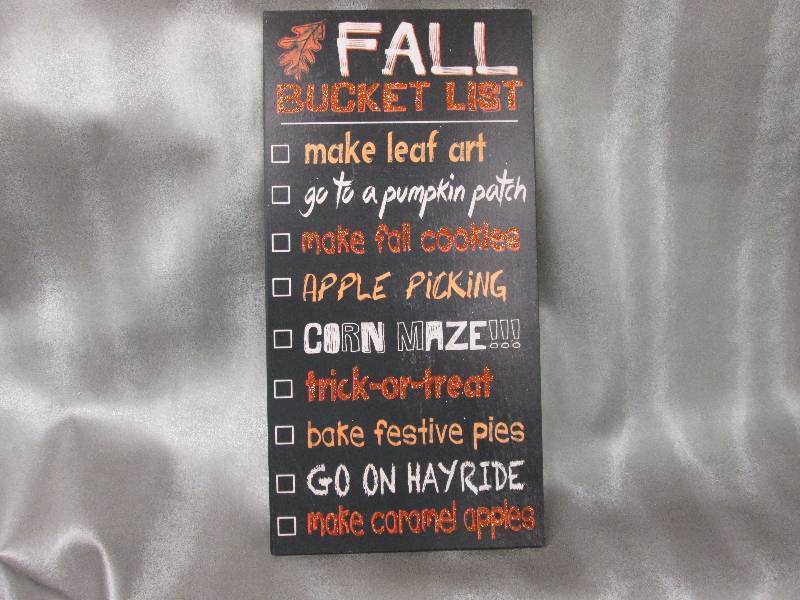 Fall Bucket List dcor plaque 16x8...