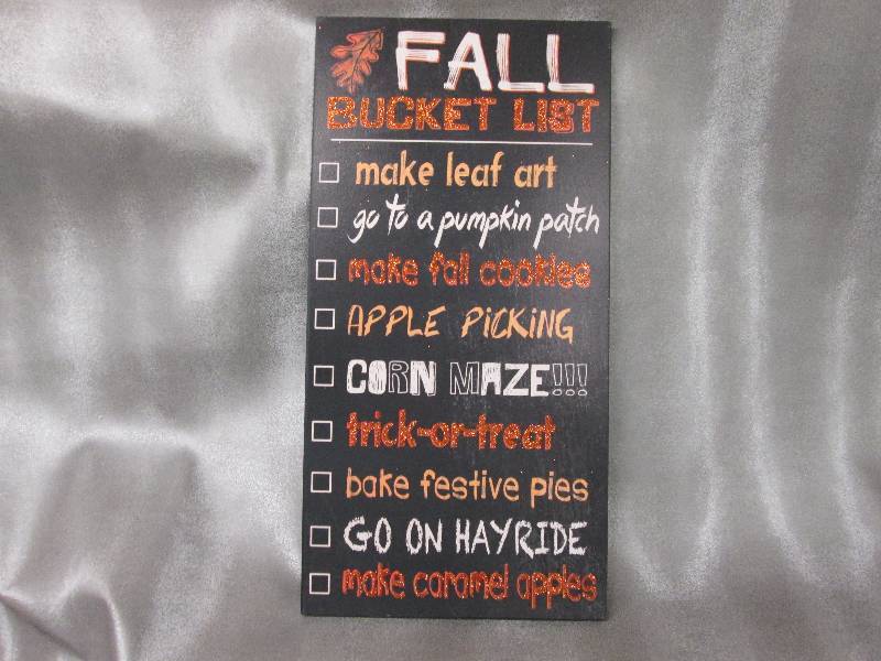 Fall Bucket List dcor plaque 16x8...