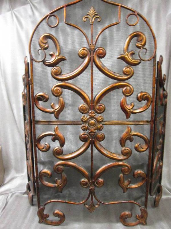 3 Panel Metal Fireplace Screen Reta...