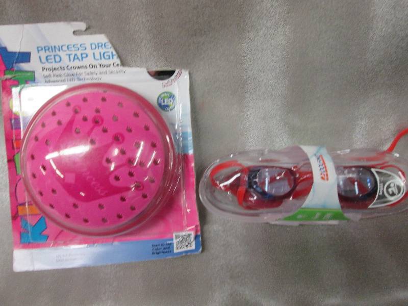 lot 39 image: Princess LED Tap Light, Swim goggle...