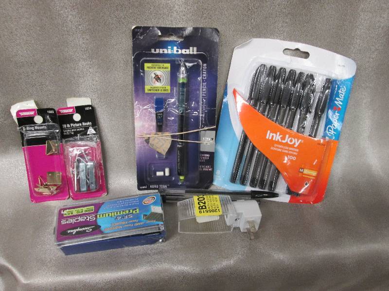 lot 128 image: Pens, mechanical pencil, staples, p...