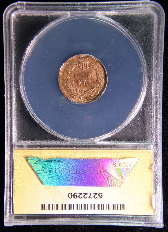 1901 INDIAN HEAD CENT EX-LUCKY PIECE AU58 DETAILS ANACS