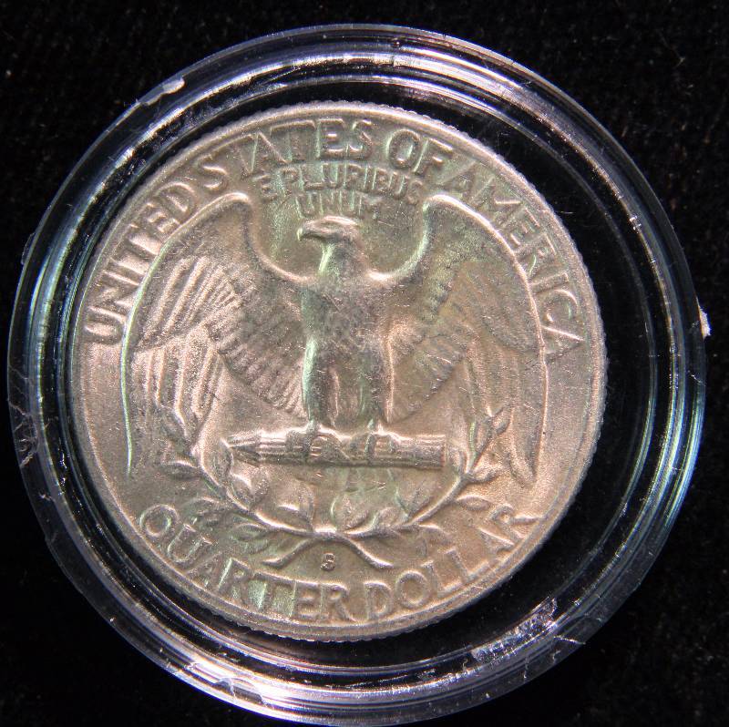 1953-S WASHINGTON SILVER QUARTER UNC IN AIRTITE HOLDER