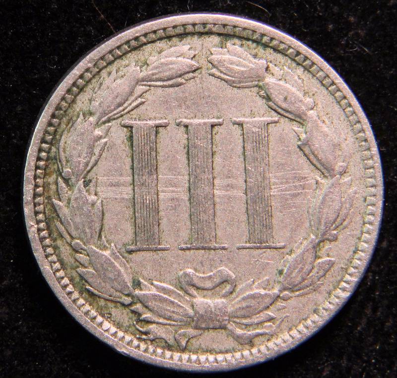 1872 US 3 CENT NICKEL VERY FINE