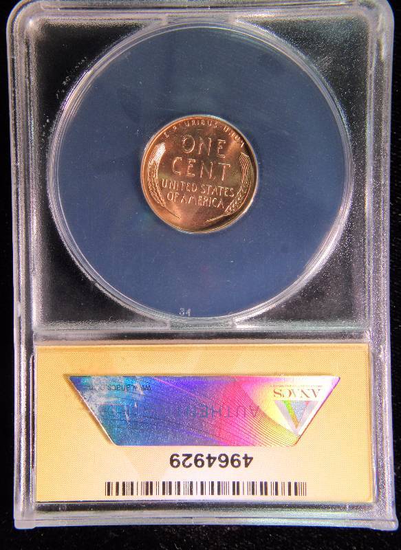 1958-D US WHEAT CENT MS65 RED ANACS CERTIFIED