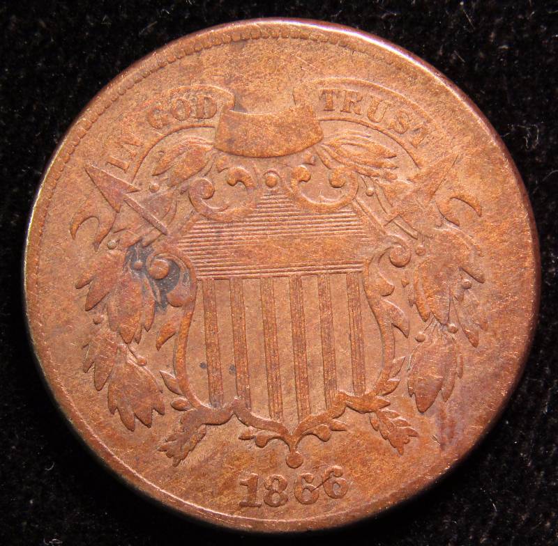 1866 US TWO CENT PIECE FINE