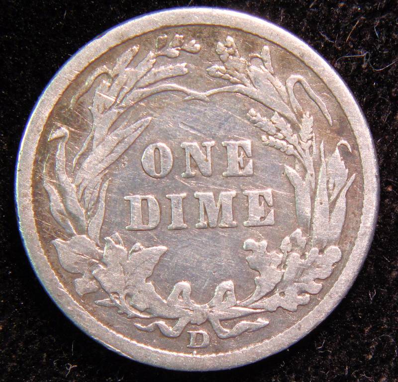 1911-D BARBER SILVER DIME VF DETAILS
