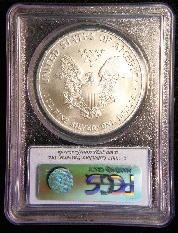 2007 AMERICAN SILVER EAGLE 1 TROY OZ. .999 FINE SILVER MS69 PCGS FIRST STRIKE