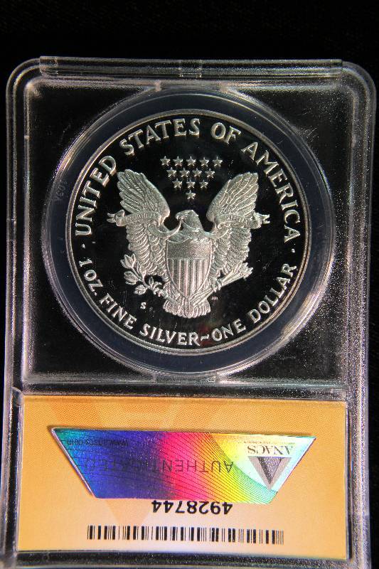 1987-S AMERICAN SILVER EAGLE PROOF .999 FINE SILVER PF68 DCAM ANACS