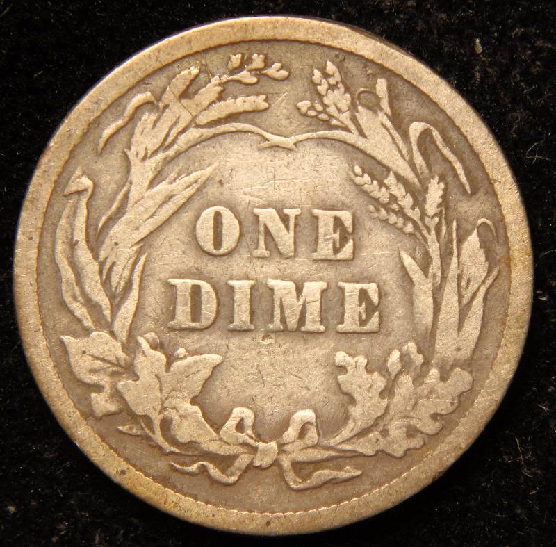 1908 BARBER SILVER DIME FINE