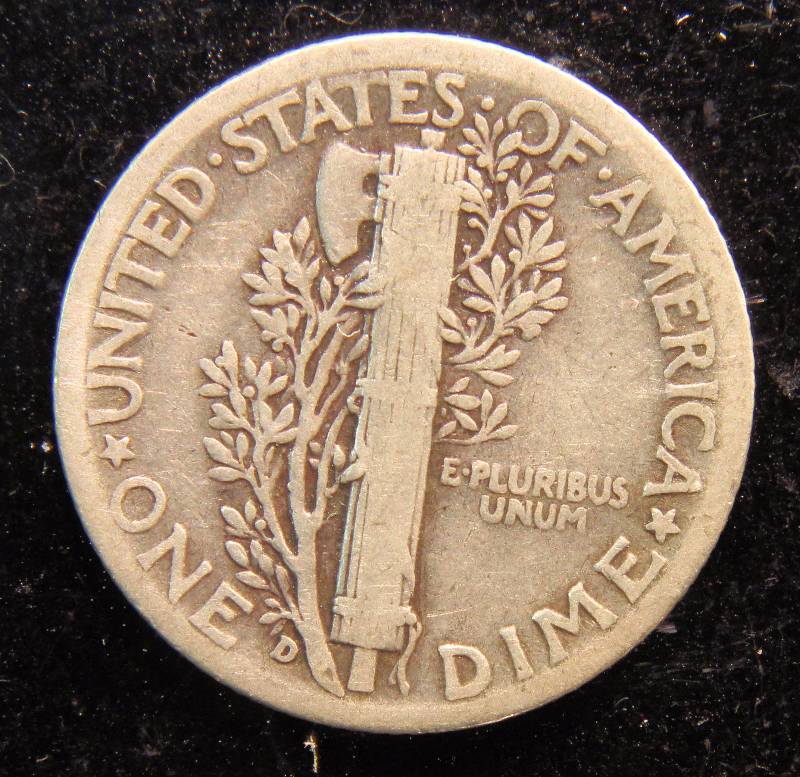 1937-D MERCURY SILVER DIME FINE