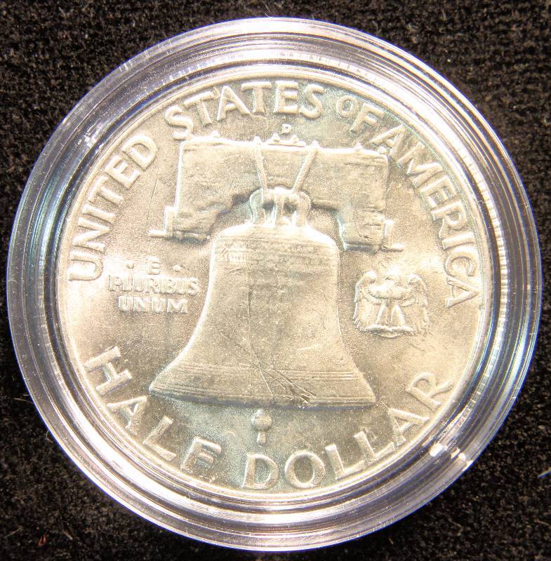 1960-D FRANKLIN SILVER HALF DOLLAR UNC IN AIRTITE HOLDER
