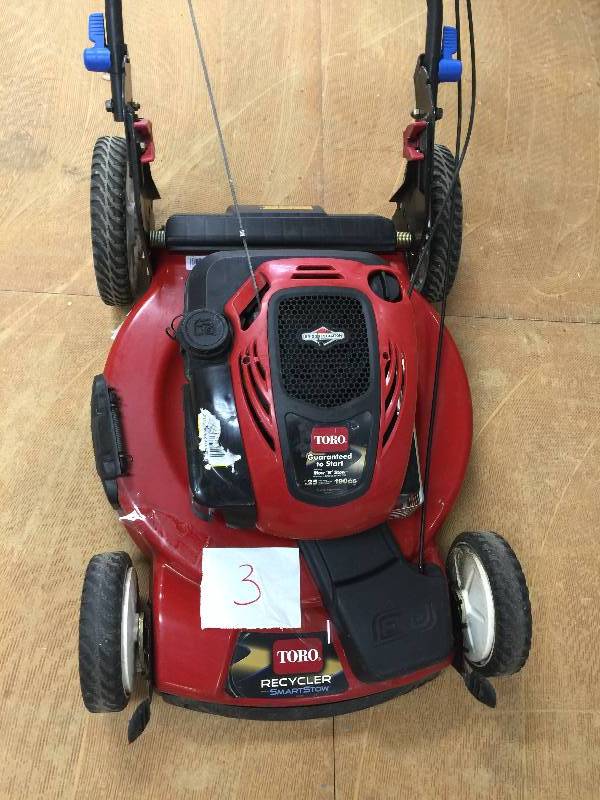 lot 3 image: Toro 22 in. High Wheel Variable Speed Self-Propelled Walk-Behind Gas Lawn Mower with SmartStow Model # 20339 working conditions