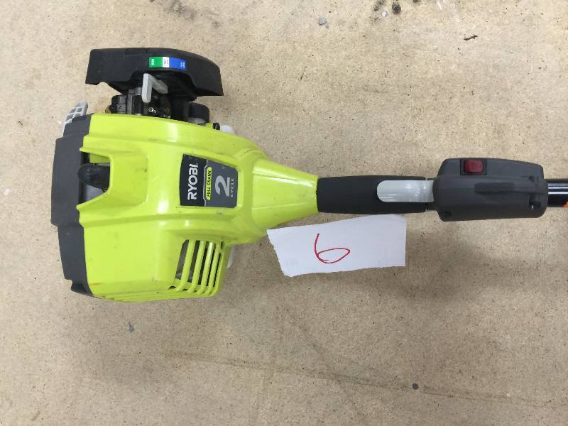 lot 6 image: Ryobi 2-Cycle 25cc Gas Full Crank Straight Shaft String Trimmer in working conditions