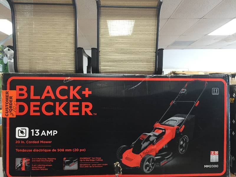 lot 21 image: BLACKDECKER  20 in. 13 Amp Corded Electric Mower Model # MM2000 New