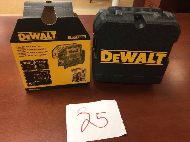 lot 25 image: Dewalt 5-Beam Laser Pointer  Model # DW085K New