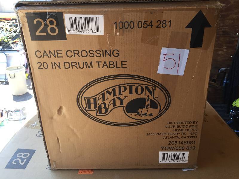 lot 51 image: Hampton Bay Cane Crossing 20 in. All-Weather Wicker Patio Drum Table New