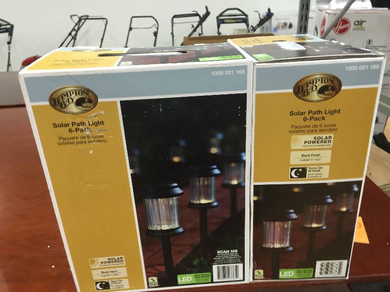 lot 60 image: Set of 2 Hampton Bay Solar Black LED Pathway Light (6-Pack)