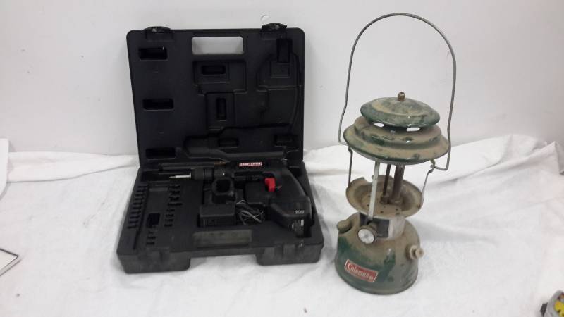 Craftsman drill in case and Coleman lantern