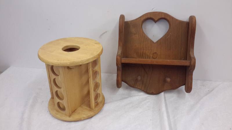 Spice rack and wooden shelf