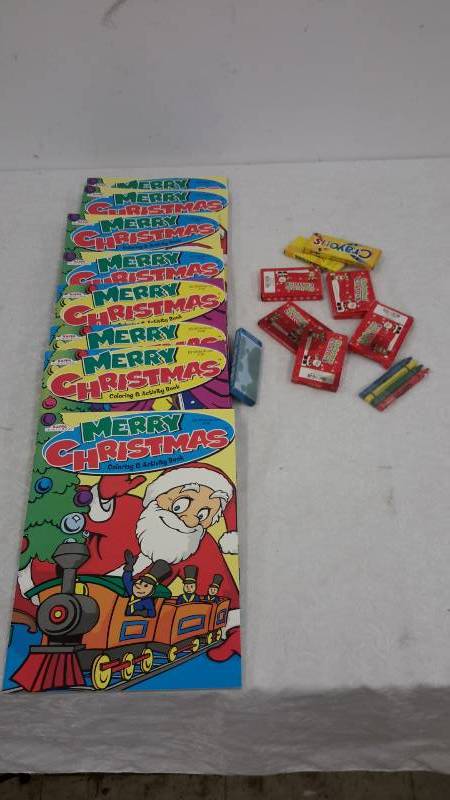 Christmas coloring books and crayons