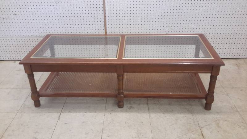 Glass insert coffee table