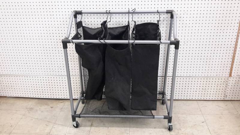 Laundry bins on rack