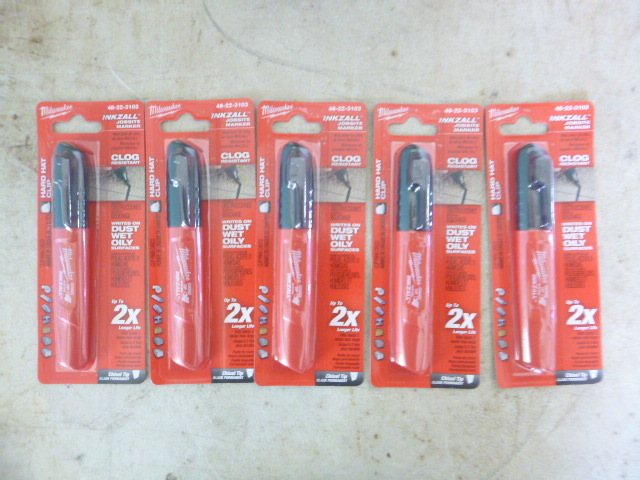 lot 80 image: 5 Packs of Milwaukee Inkzall Job Site Markers
