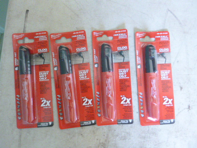 lot 82 image: 4 Packs of Milwaukee Inkzall Job Site Markers