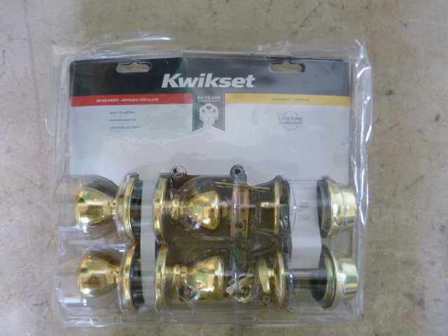 lot 244 image: Kwikset Keyed EntryDead Bolt Lock Set