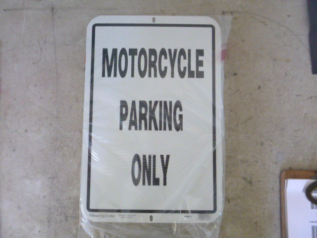 lot 312 image: Motorcycle Parking Only Metal Sign