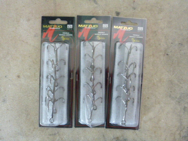 lot 385 image: 3 Packs of Matzuo Treble Sickle Hooks