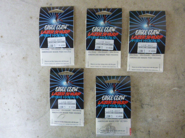 lot 392 image: 5 Packs of Eagle Claw Lazer Sharp Hooks