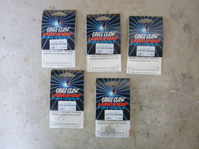 lot 394 image: 5 Packs of Eagle Claw Lazer Sharp Hooks