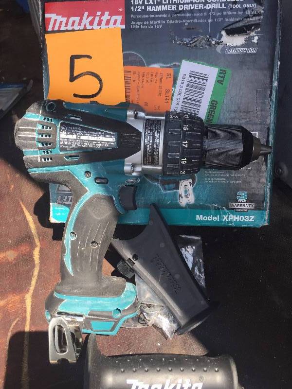 lot 5 image: Makita XPH03Z 18V LXT Lithium-Ion Cordless Hammer Driver Drill, 12-Inch  used in very good condition tool only