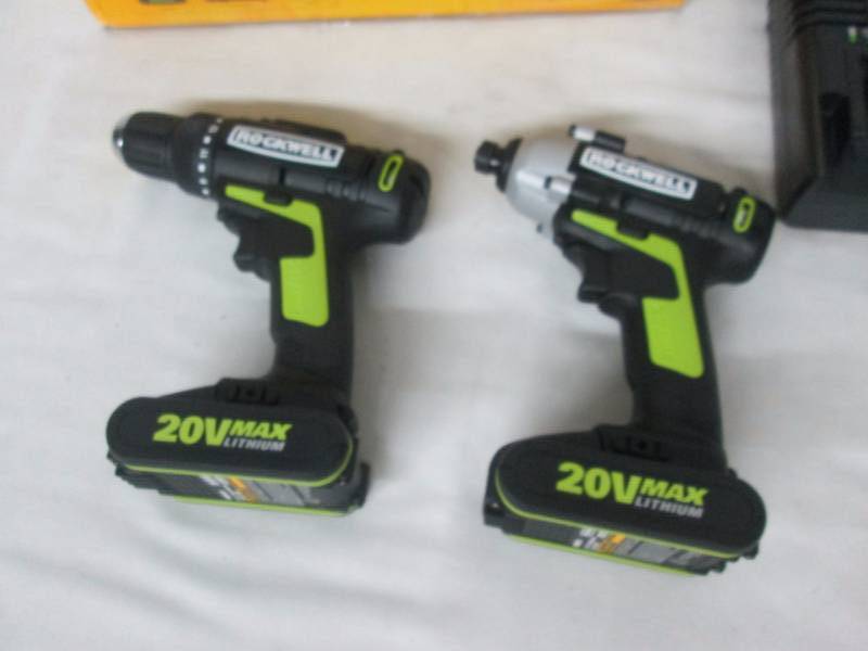 lot 4 image: Rockwell 20V Lithium Ion Drill and Driver Combo Kit