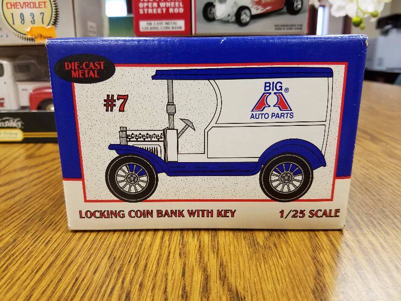 lot 28 image: 1912 Delivery Car Die Cast Bank Big A Auto Parts by Ertl