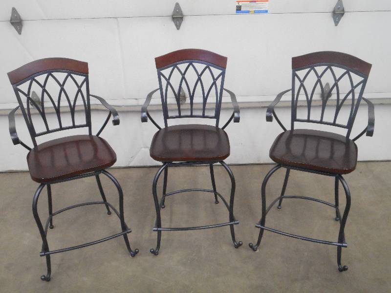 (3) Matching Steel-Framed Swivel Ba...