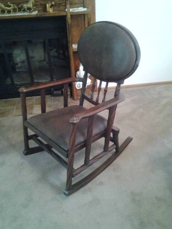 Vintage Wood Rocker With Carved Detail