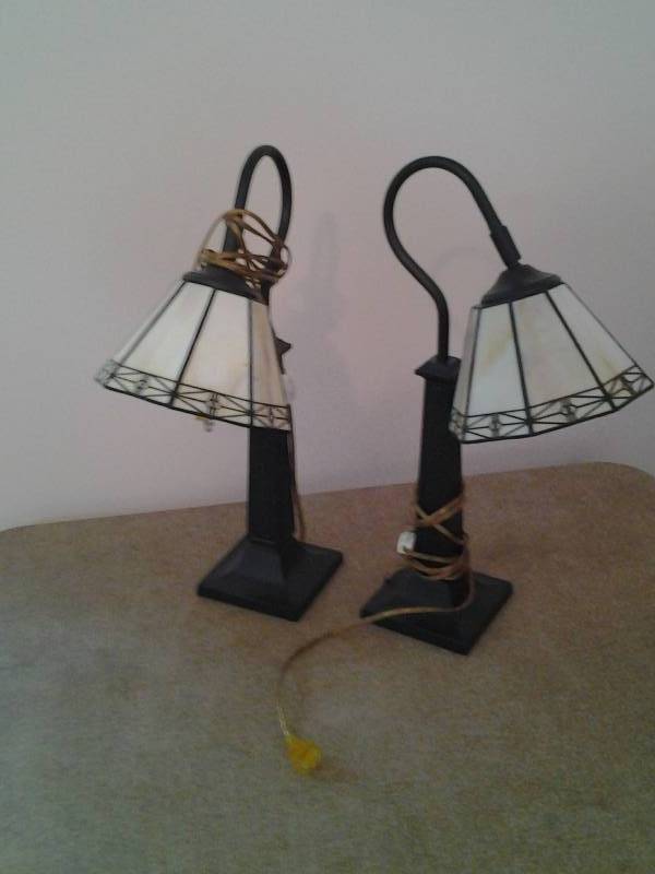Pair Of Lamps With Glass Shades