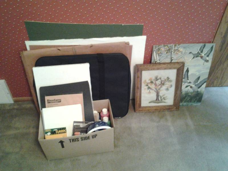 Large Lot Of Art Related Canvas, Paint, Supplies