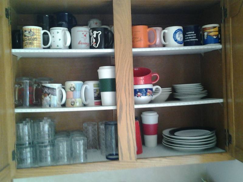 Contents Of Kitchen Cupboard (Glasses, Mugs, Dishes)
