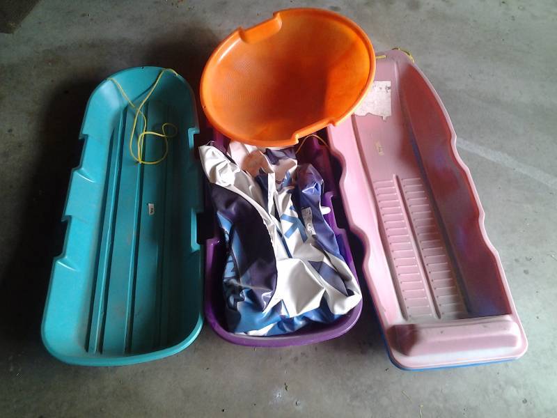 Plastic Toboggans and Snow Sleds