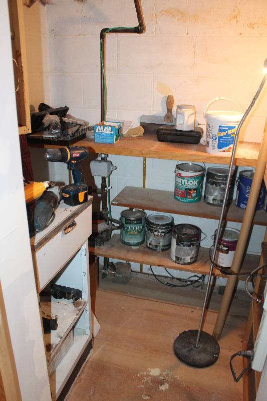 lot 22 image: Closet Lot of Paint Supplies, Power Tools