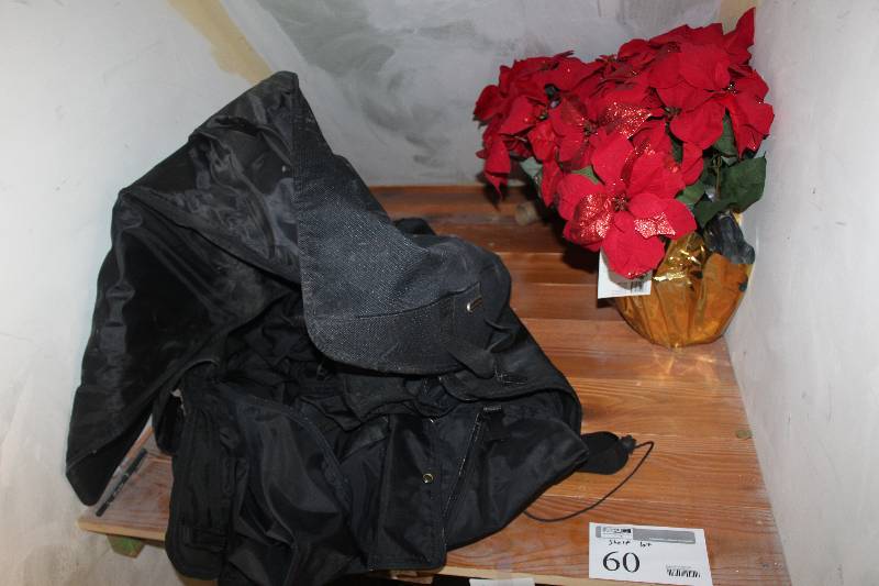 lot 60 image: Shelf Lot Including Fake Plant Decorations, Carry Bag