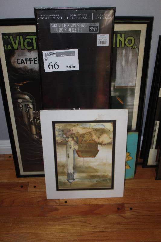 lot 66 image: Lot of 4) Framed Wall Art