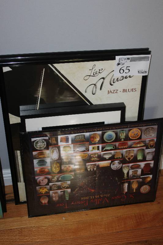 lot 65 image: Lot of 4) Framed Wall Art